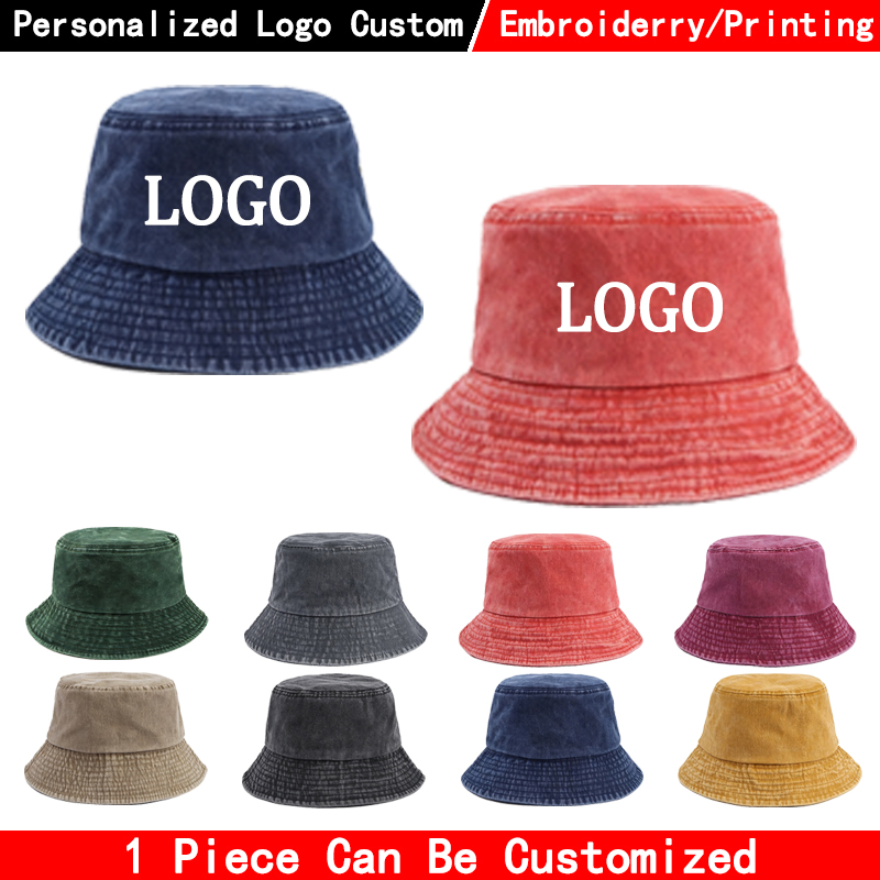 Baseball Cap Fitted - 맞춤 로고가 새겨진 데님 버킷 햇,