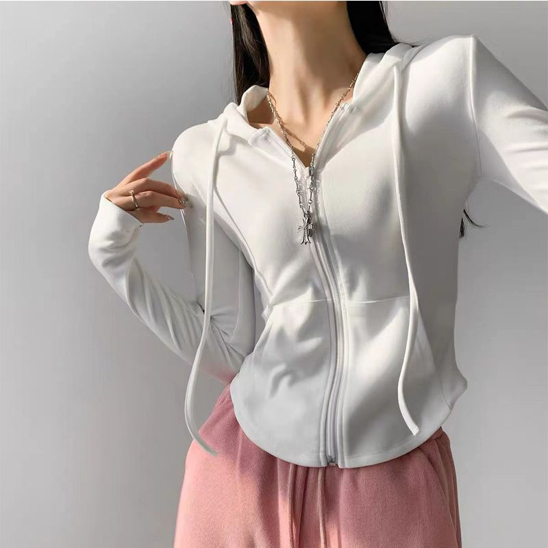 Fashion Streetwear - 여성 섹시 캐주얼 후드 가디건 슬림핏
