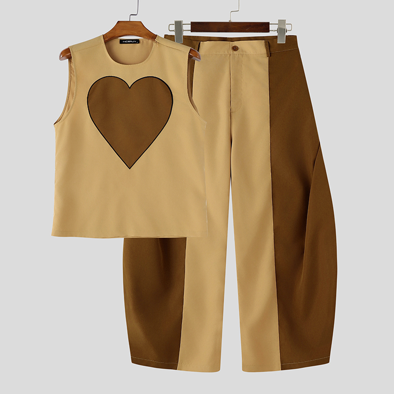 Fashion Streetwear - INCERUN 남성 세트 패치워크 컬러 블록