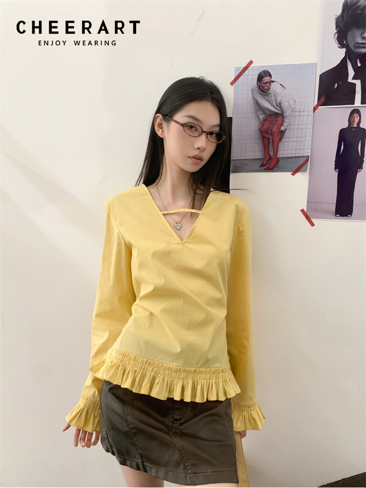 Street Fashion Fall 2025 - CHEERART 2025 가을 패션 여성용 노란색