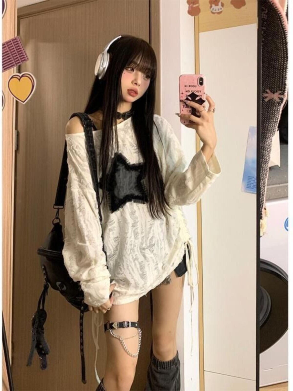 패션 스트리트웨어 Kpop 풀오버 탑 홀 스타 루즈 Y - Fashion Streetwear 리뷰 및 가격