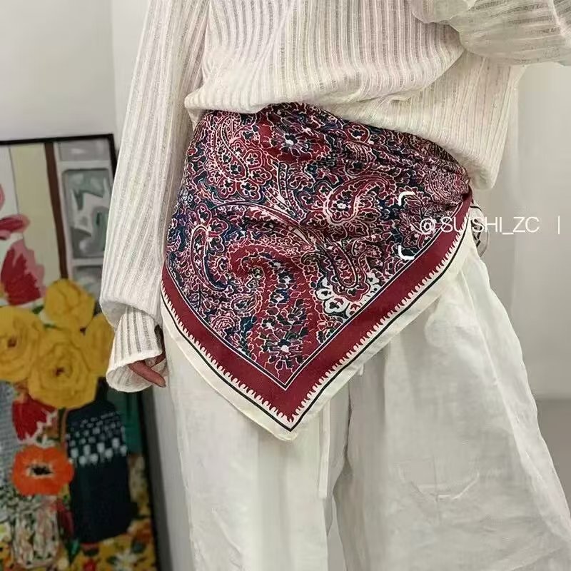 빈티지 캐슈 플라워 패턴의 사각형 스카프, 여성용 보헤 - Bandana Multi Way 리뷰 및 가격