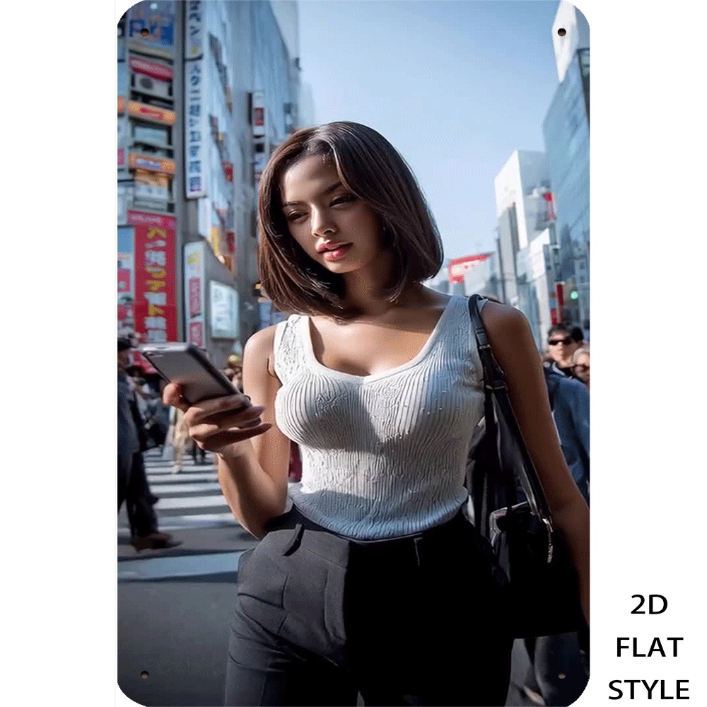 레트로 금속 주석 표시판 도시 패션 여성 거리 사진 아 - Urban Street Fashion Photography 리뷰 및 가격