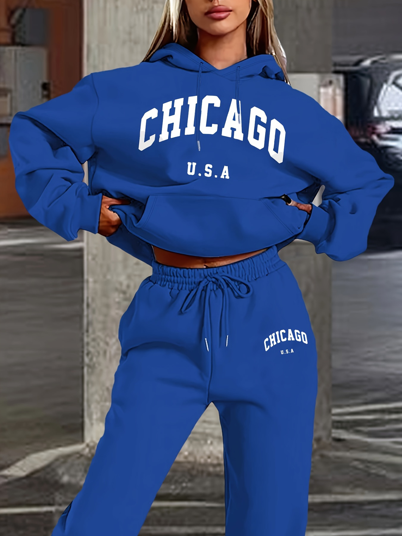 여성용 가을/겨울 후드티+스포츠 바지 세트 스트리트 캐 - Street Fashion Chicago 리뷰 및 가격