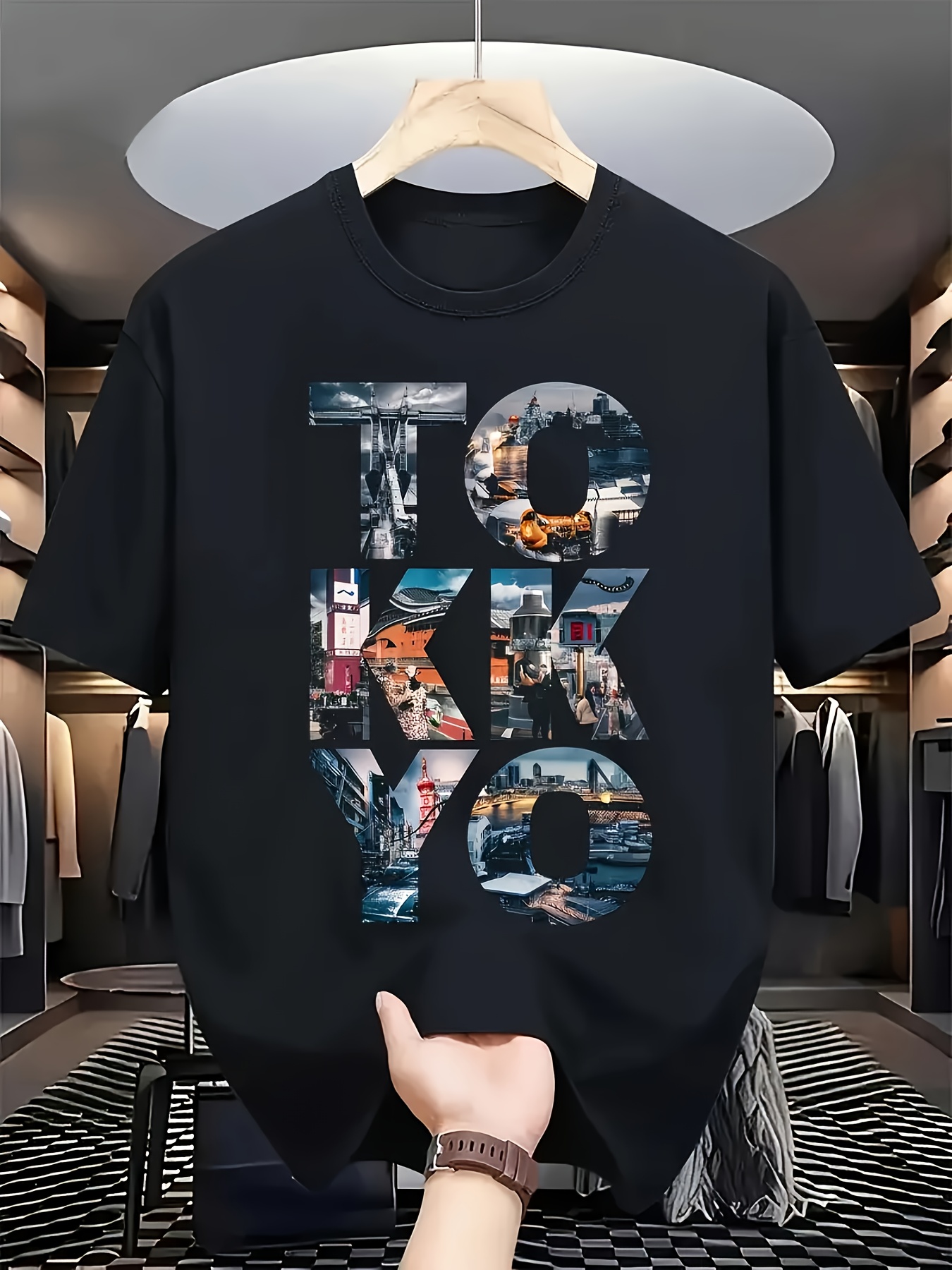 트렌디한 남성용 블랙 그래픽 티셔츠 도쿄 도시 풍경 스 - Street Fashion Tokyo 리뷰 및 가격