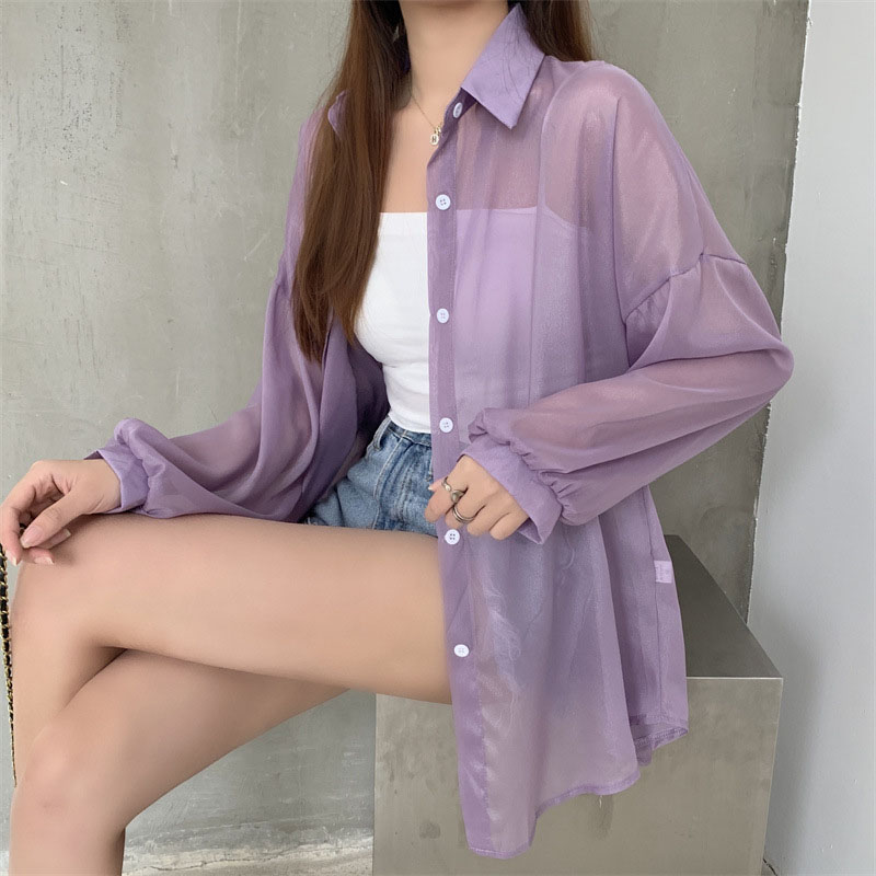 2026 여름 얇은 자외선 차단 셔츠 솔리드 루즈핏 긴 - Street Fashion Korea 리뷰 및 가격