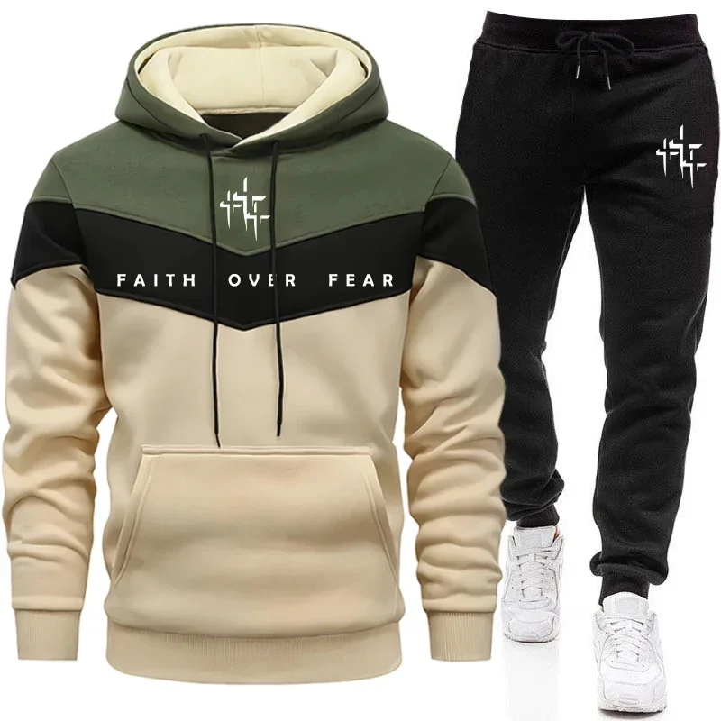 Faith Over Fear 남성용 트레이닝복 세트:  - Street Fashion Hoodie 리뷰 및 가격