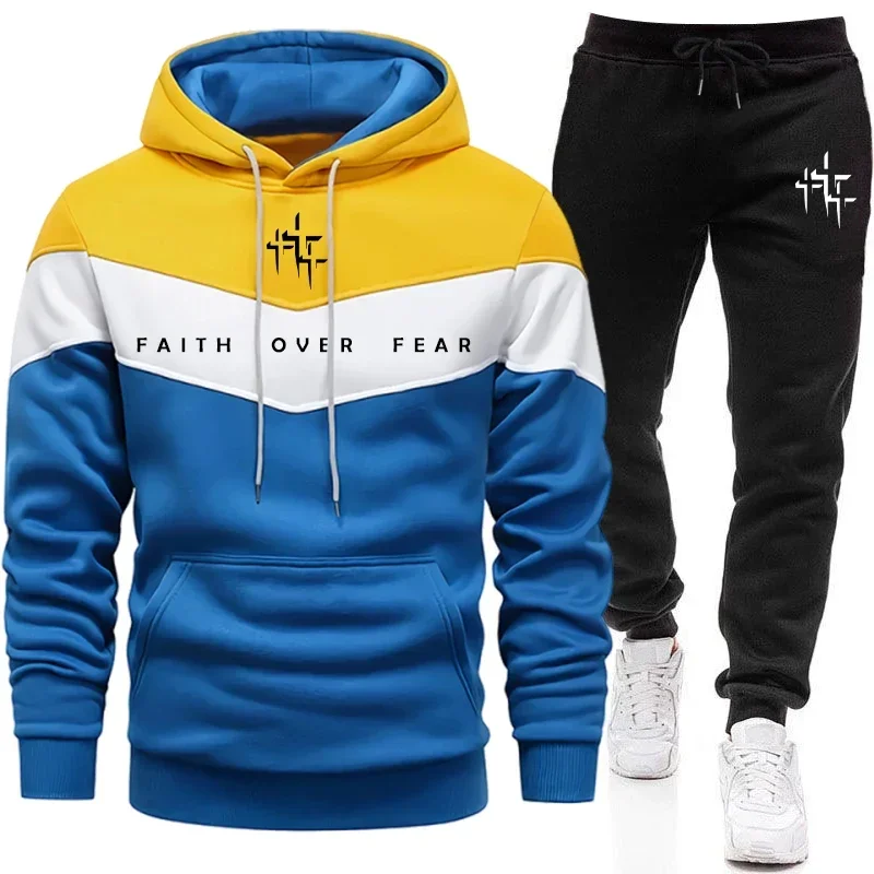 Faith Over Fear 남성용 트레이닝복 세트:  - Street Fashion Hoodie 리뷰 및 가격