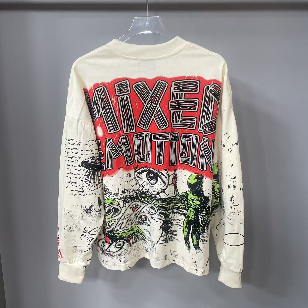 고품질 디자이너 MIXED-EMOTION 긴팔 티셔츠  - Fashion Streetwear 리뷰 및 가격