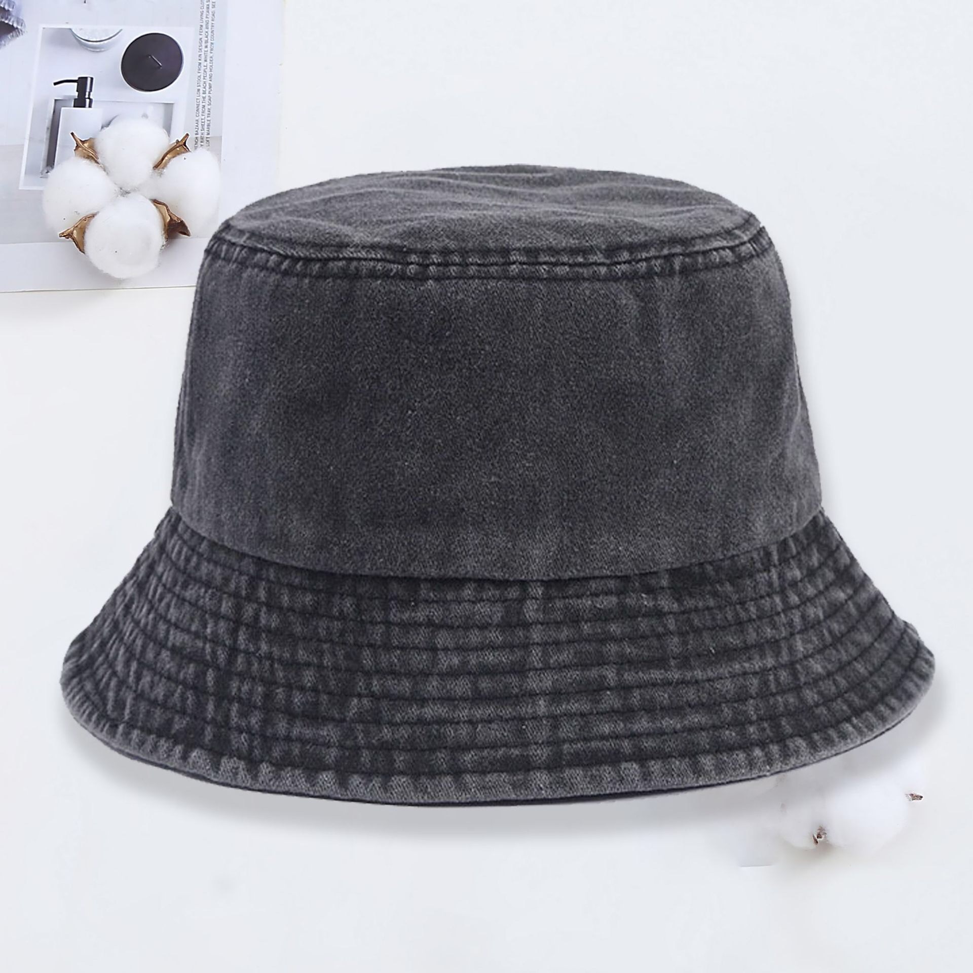 맞춤 로고가 새겨진 데님 버킷 햇, 워싱 처리된 데님  - Baseball Cap Fitted 리뷰 및 가격