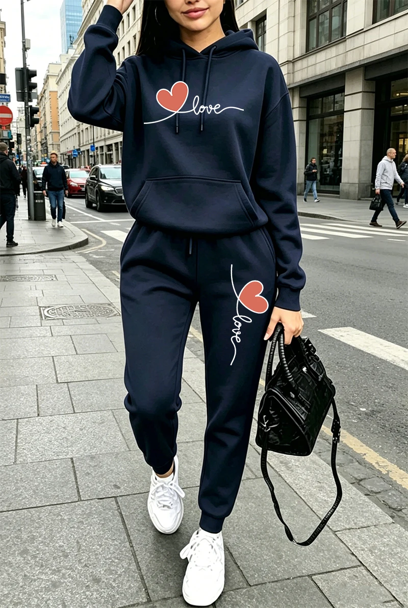 여성 트레이닝복 프린트 캐주얼 긴팔 후드티 스웨트셔츠  - Fashion Streetwear 리뷰 및 가격