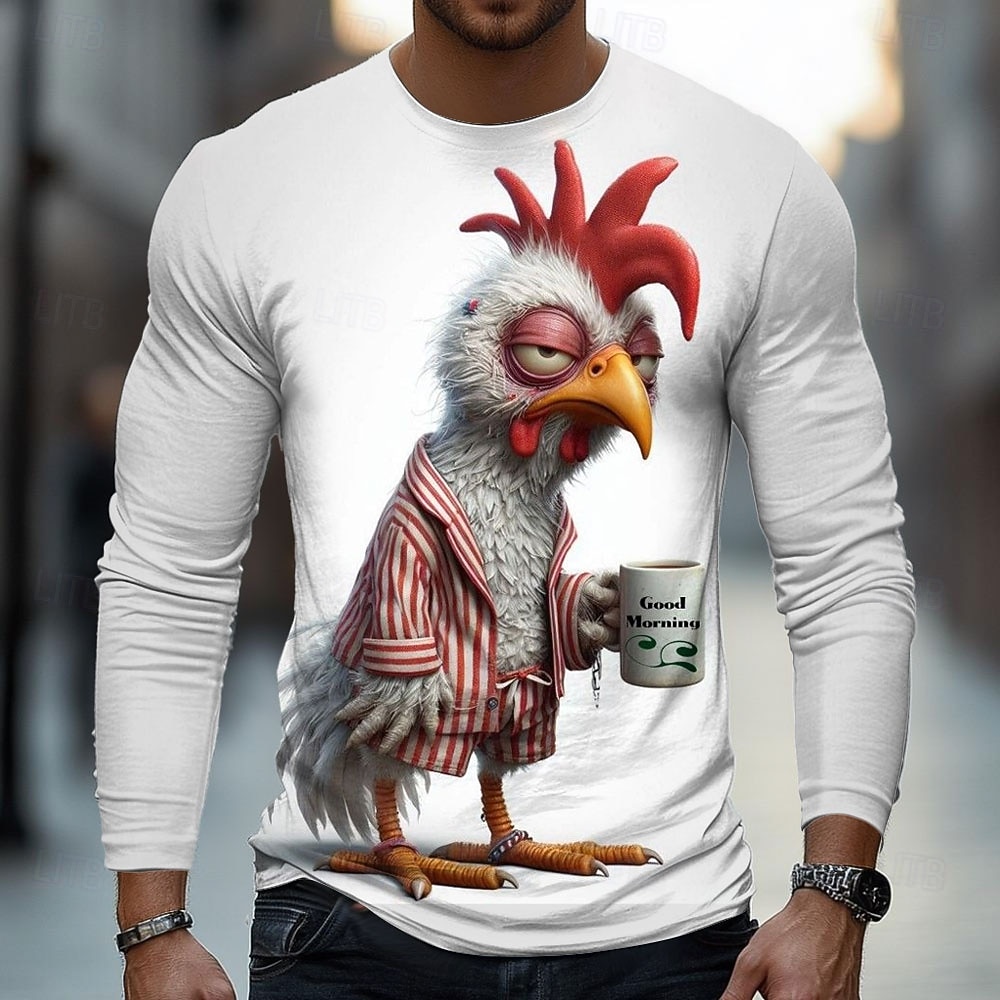 2025 남성용 동물 병아리 3D 티셔츠 긴팔 티셔츠  - Street Fashion Fall 2025 리뷰 및 가격
