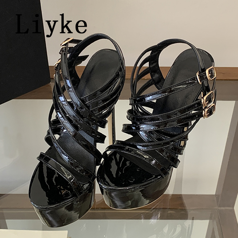 Liyke 여름 17CM 슈퍼 하이힐 샌들 여성 플랫폼 - Street Fashion Ladies 리뷰 및 가격