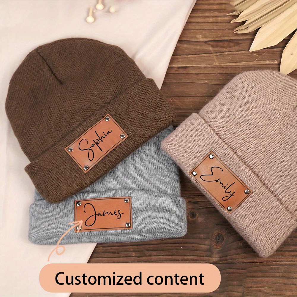 맞춤 이름이 새겨진 가죽 라벨 니트 비니 모자, 부드럽 - Baseball Cap Fitted 리뷰 및 가격