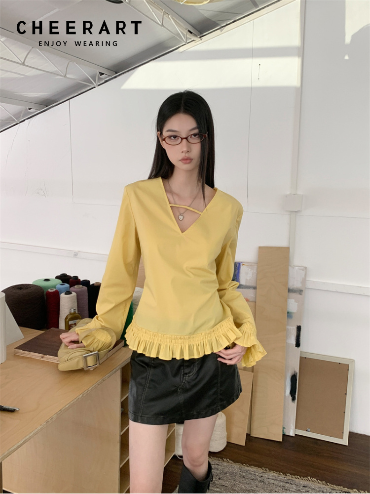 CHEERART 2025 가을 패션 여성용 노란색 긴  - Street Fashion Fall 2025 리뷰 및 가격