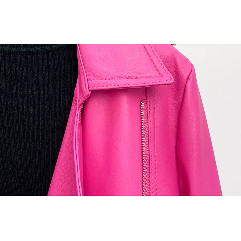 패션 로즈 핑크 여성용 진짜 가죽 재킷 코트 2025  - Street Fashion Fall 2025 리뷰 및 가격